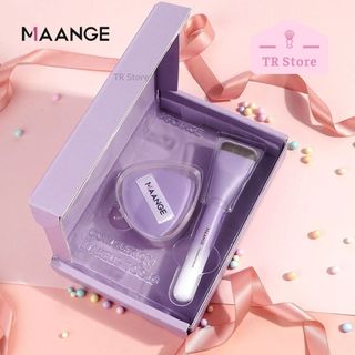 Bộ Cọ Trang Điểm MAANGE 3 Món: Cọ Tán Kem Nền Bản Rộng Siêu Mỏng & Mút Tán Tam Giác Kèm Hộp Đựng
