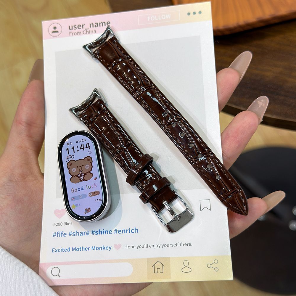 Dây đeo bằng da tre mỏng thời trang cho Xiaomi Mi Band 10 9 8 7 6 5 4 3 Nfc Dây đeo đồng hồ cho vòng đeo tay Miband 9pro