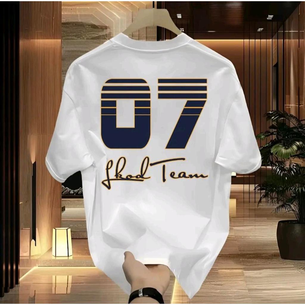 Đội Bóng Rổ 07, cotton 220G, cổ tròn, ngắn tay, phong cách Mỹ, 2025, mùa hè, áo unisex