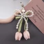 Móc khóa ruy băng hoa tulip CPINCP, Phụ kiện túi ruy băng phong cách trang sức, Mặt dây chuyền điện thoại di động Tulip DIY Dây chuyền điện thoại di động
