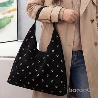 Túi đeo vai có lỗ đinh tán dành cho nữ Da lộn Slouchy Túi đeo nách đi lại hàng ngày