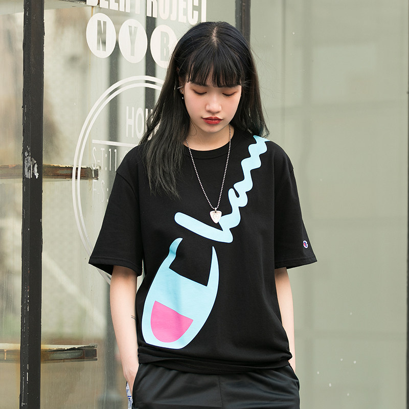 Phiên Bản Mỹ Champion Over-the-Shoulder Diagonal Cursive In logo Lớn Nam Nữ Cặp Đôi Dạo Phố Rời