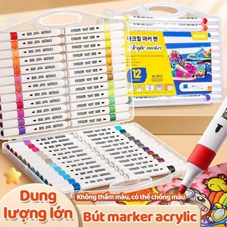 Màu Acrylic Marker 36 Màu Cao Cấp - Bút Lông Màu Học Sinh - Bộ Vẽ Tranh Đa Dạng Và Tiện Ích Sáng Tạo