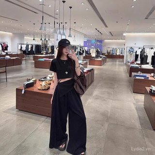 <![Giảm giá trong thời gian có hạn] Bộ đồ nữ thời trang, quần ống rộng, lưng cao, thoáng mát mùa hè