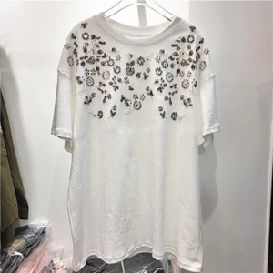 Áo thun nữ tay ngắn phong cách Mỹ và châu Âu, phù hợp công nghiệp nặng, trendy xuân hè