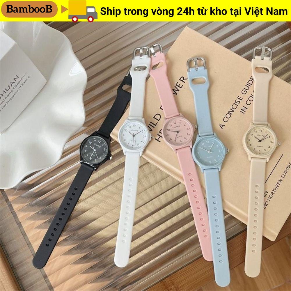 Đồng hồ thạch anh BAMBOOB, Đồng hồ đeo tay nhiều màu dành cho học sinh, Dây đeo silicon Đồng hồ thạch anh thông thường có thể điều chỉnh