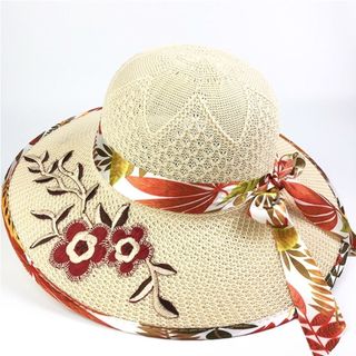 Mũ Rơm Panama Cho Nữ, Thêu Hoa, Chống Tia UV, Phù Hợp Đi Biển Mùa Hè
