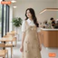 Đầm thiết kế cao cấp BEMINE cổ sơ mi giả yếm phối tweed dáng chữ A-T125