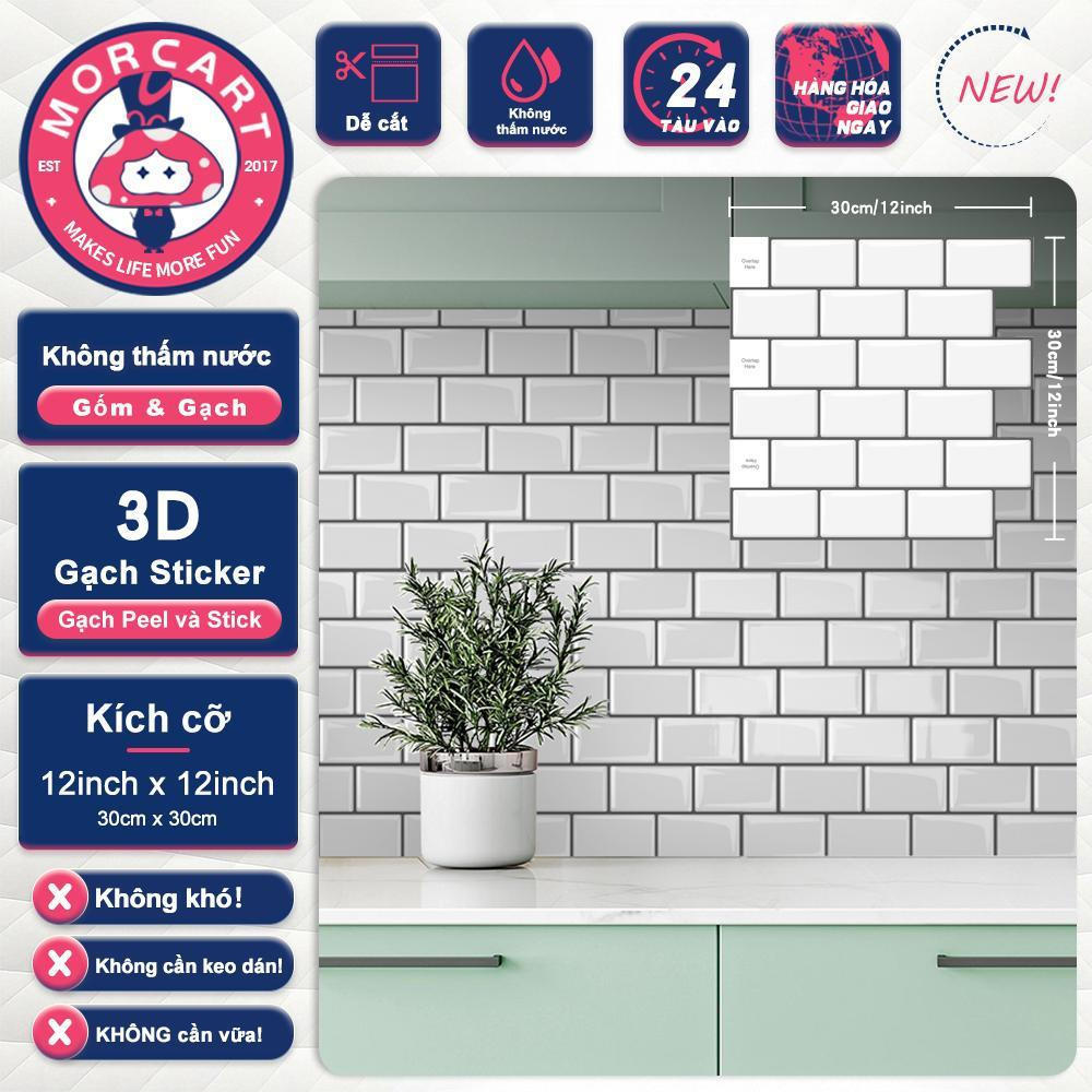 Nhãn dán tường trắng MORCART, dành cho nhà bếp, phòng tắm, gạch men, Decal dán tường chống thấm nước, Splashbacks nhà bếp 3D, tự dính, có thể tháo rời, 30cmx30cm, có sẵn 1 miếng
