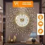Đồng Hồ Treo Tường Kim Trôi Cao Cấp Tia Mặt Trời Đính Ngọc Trắng Khảm Trai – Decor Sang Trọng, Quà Tân Gia - VHSHOP — ảnh 1