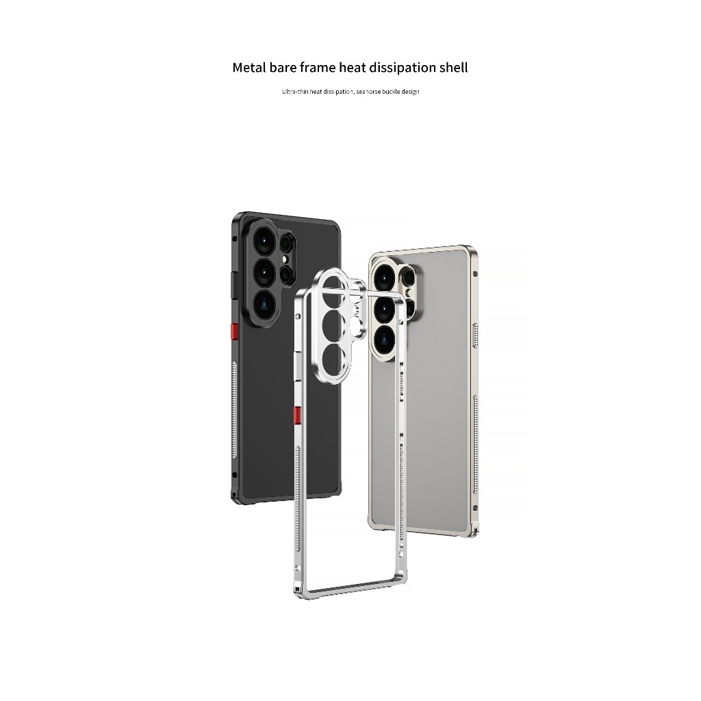 Ốp Lưng Làm Mát Hợp Kim Nhôm Cho Samsung galaxy S26 S25 S24 S23 Ultra Plus S26 + Vỏ Cảm Giác Da Kim Loại Camera Bảo Vệ Khung Tản Nhiệt