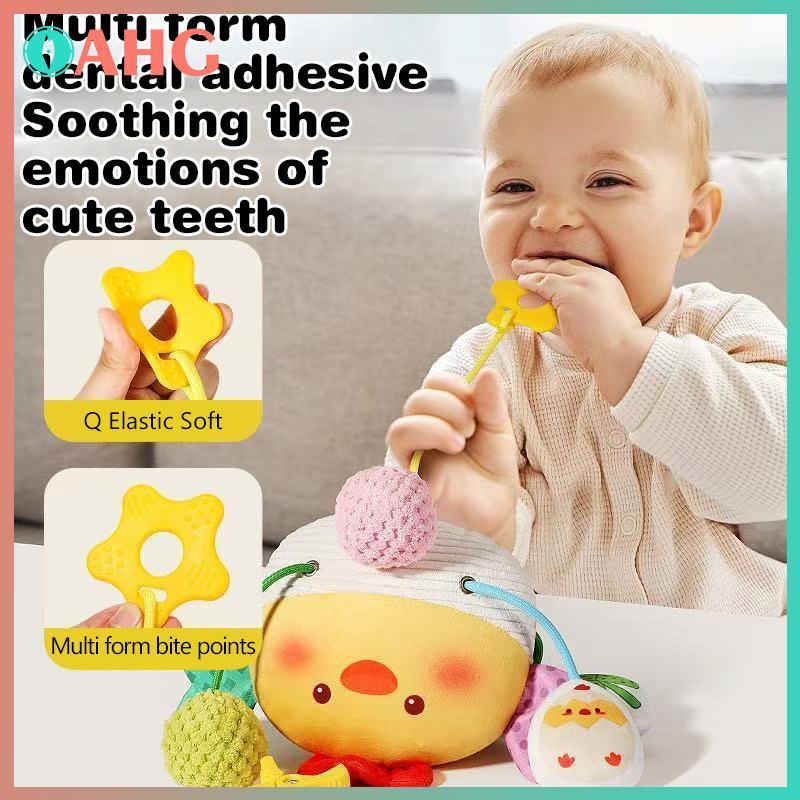 Đồ chơi treo giường bé dây rút cổ vũ, lục lạc kéo dây hoạt hình động vật Montessori giáo dục cho sơ sinh BSS
