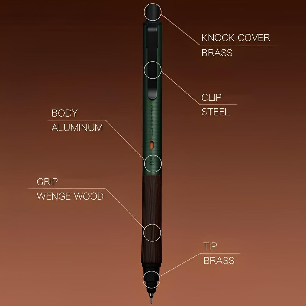 Uni KURUTOGA Wood Mechanical Pencil 0.5mm/Bút Chì Bấm Tự Xoay Ngòi/Vỏ Gỗ Wenge/Hàng Nhật Chính Hãng