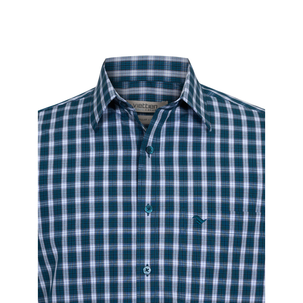 Áo sơ mi ngắn tay vạt ngang VIETTIEN SMART CASUAL vải Polyester form REGULAR VT00000723