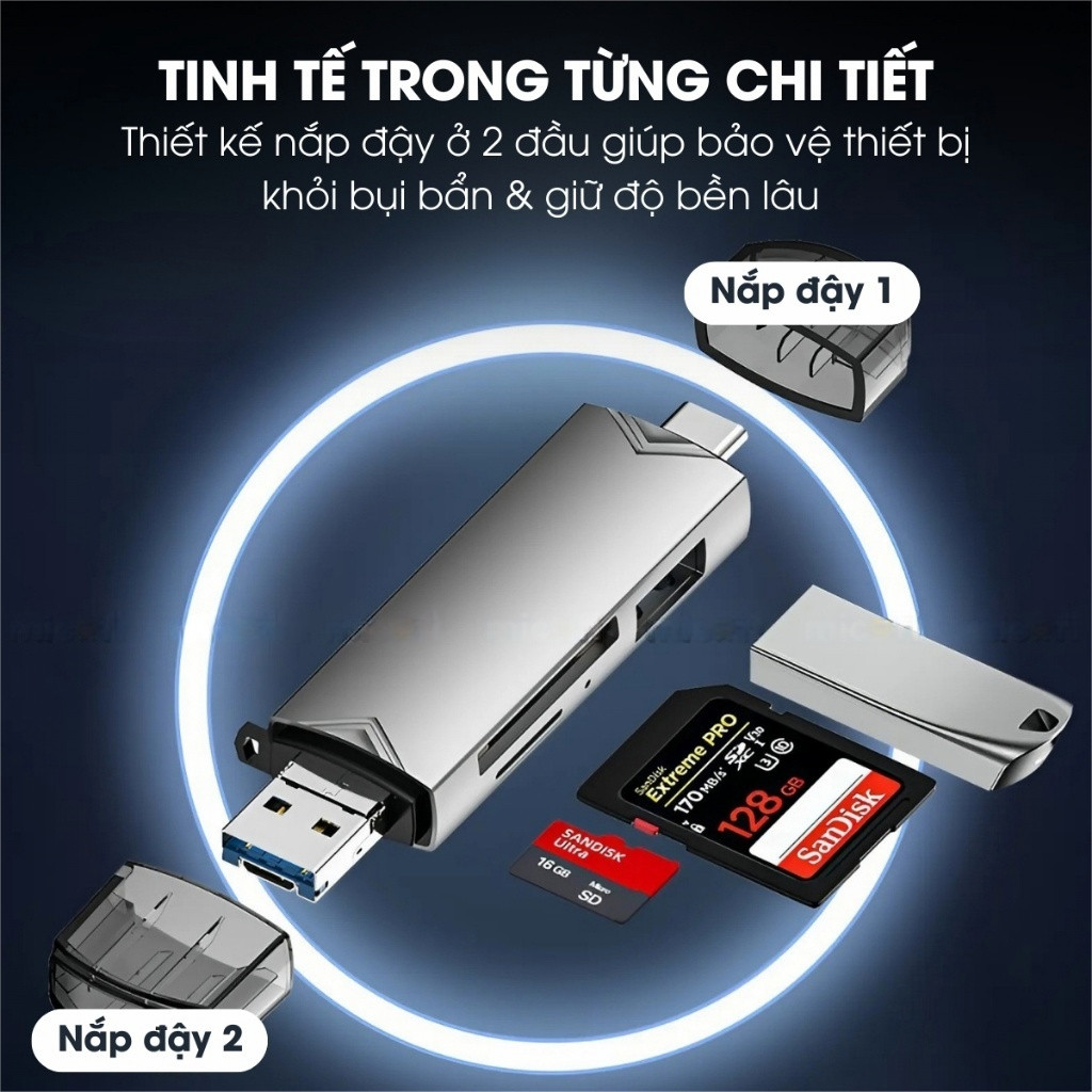 đầu đọc thẻ nhớ Đầu Đọc Thẻ Nhớ Micofi, Đồ Cổng Đọc Thẻ Nhớ Type-C/USB SD Đa Năng USB 3.0 Micro Card Reader OTG