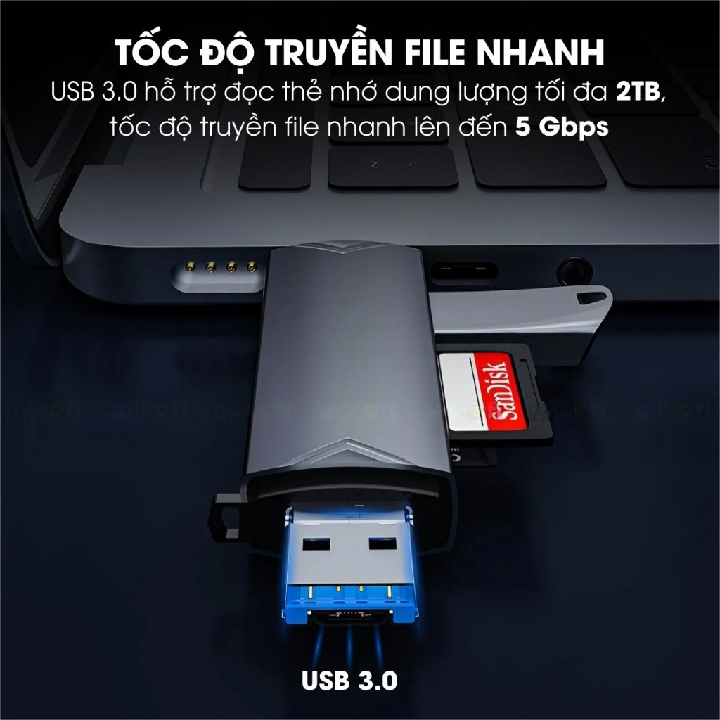 đầu đọc thẻ nhớ Đầu Đọc Thẻ Nhớ Micofi, Đồ Cổng Đọc Thẻ Nhớ Type-C/USB SD Đa Năng USB 3.0 Micro Card Reader OTG