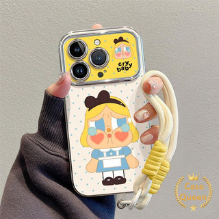 Phim hoạt hình dễ thương Cry Baby Girl Cover Tương thích cho IPhone 17 16 13 15 12 14 11 Pro Max Air XR 7 8 16 15 14 Plus X XS Max Vỏ cửa sổ lớn mạ điện sang trọng