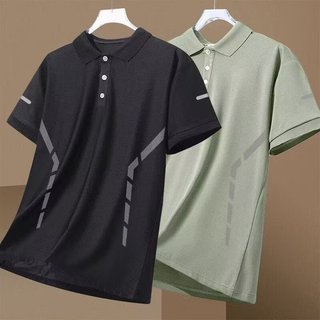Dịch Chu ЖЕ Nam - Áo Polo Băng Lụa Short Cổ Điển Phong Cách Hàn Quốc