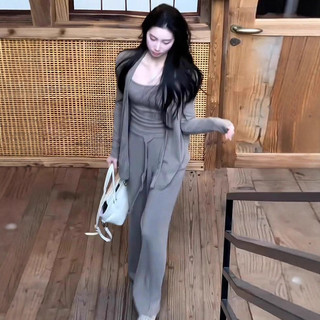 Bộ 3 món Hàn Quốc cho nữ | Cardigan Áo ba lỗ Quần dài phong cách thư thái | Thu 2026 Đồ công sở