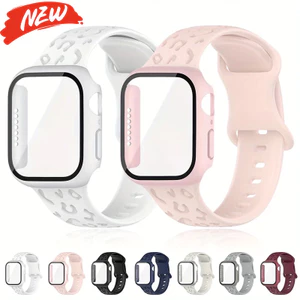 Kính bảo vệ màn hình + vỏ + dây đeo silicon cho Apple Watch Series11 / 10 42mm 46mm 9 8 7 6 5 SE 45mm 44mm 41mm 40mm