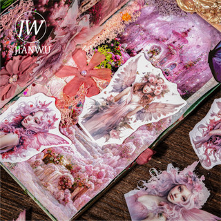 JIANWU Rừng Im Lặng Bất Tử Tìm Kiếm Series Vintage Hoa Phong Cảnh Cắt Băng Chất Liệu Giấy Sáng Tạo Rác Tạp Chí Văn Phòng Phẩm