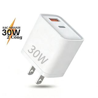 Củ sạc nhanh 30W Cốc sạc 2 cổng PD30W siêu bền có báo đèn dùng cho iP samsung oppo xiaomi