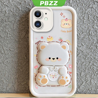 Ốp Lưng Cho iphone 12 Pro Max 13 Pro Max 11 Pro Max 12 mini Vỏ Điện Thoại Vỏ Mềm Silicon Chống Sốc Thiết Kế Mới Thẩm Mỹ Gương Xoay Gấu Dễ Thương Có Giá Đỡ JTXXZJ01