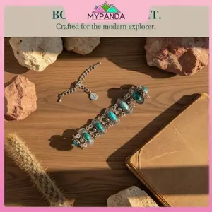 Mặt dây chuyền bohemian dân tộc màu ngọc lam điều chỉnh size phù hợp mọi cổ tay - Quà tặng độc đáo