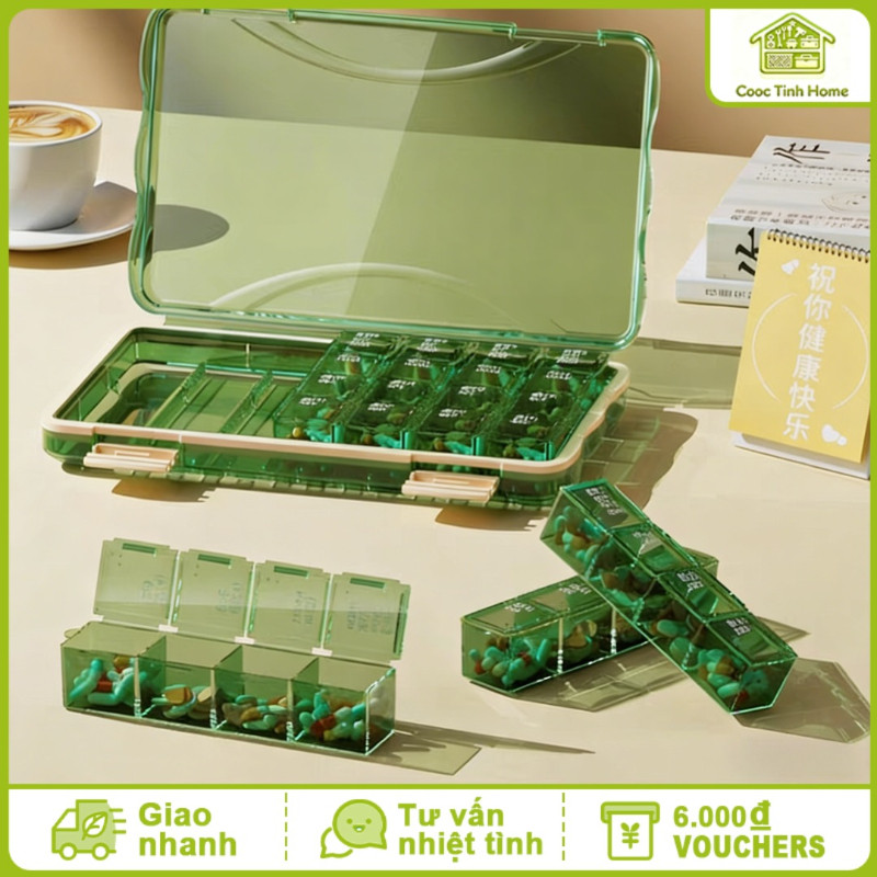 Hộp Chia Thuốc 28/7 Ngày - Nhiều Ngăn Trong Suốt, Dung Tích Lớn, Quản Lý Thuốc Tiện Lợi & An Toàn