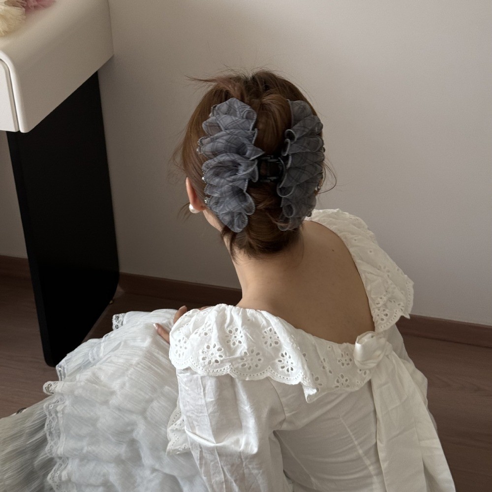 Kẹp Tóc Cá Mập Mờ Gạc Lông Tơ Pha Lê - Thiết Kế Thời Trang Cho Nữ