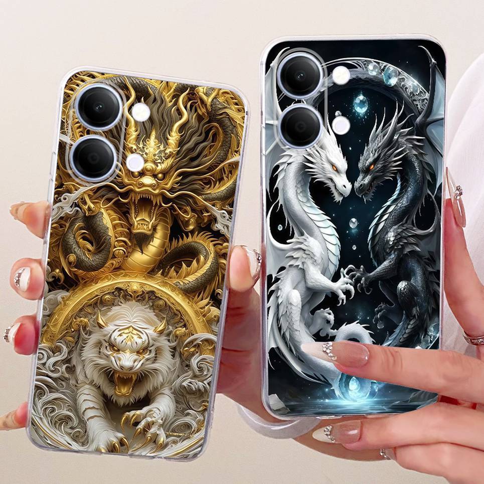 Dành Cho Vivo Y05 Y11D 4G Y21 Y11 5G Ốp lưng Mèo Dễ Thương Rồng Thoáng Mát Thiết Kế Hoạt Hình Ốp Lưng Silicon Mềm Trong Suốt V2553 V2554