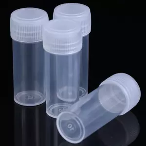 QIUWU 10 Chiếc 5ml Ống Kiểm Tra Nhựa Lọ Hộp Đựng Mẫu Có Nắp Hóa Học.