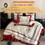 Bộ vỏ chăn ga gối 4 món lụa cưới tone đỏ cực sang MemminbeddingLuxury mang họa tiết hoa thêu nổi cực bền
