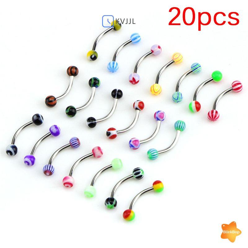 Trang sức xỏ khuyên mới: thép không gỉ barbell cong cho lông mày và tragus - bộ 20 chiếc