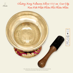 Chuông Xoay Fulmoon Silver 17.5 cm Cao Cấp Họa Tiết Phật Thiên Thủ Thiên Nhãn - CXNP427