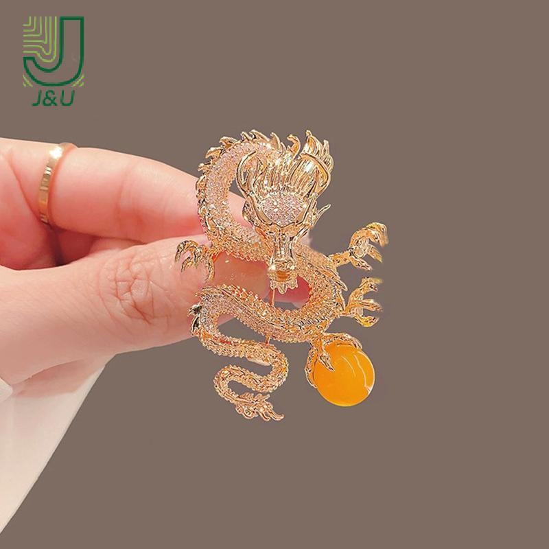 [J & U-T] Trâm cài áo kim cương phong cách Trung Quốc rồng bay, trang sức thời trang dành cho nữ trong các bữa tiệc