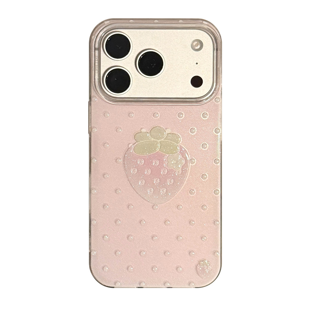 Ins Trend Point Strawberry Tương thích với Ốp điện thoại iPhone 17 Promax, iPhone 17 Flash Pink 15 Ngoại hình cao cấp cấp 16 / 13