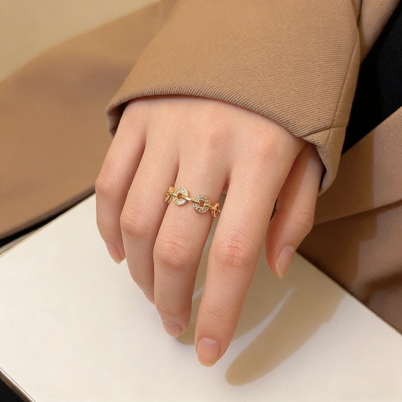 Nhẫn điều chỉnh được làm từ đồng mạ bạc, style thanh lịch dành cho nữ