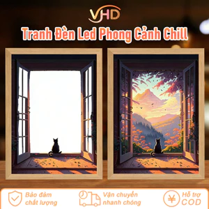 Tranh Đèn Led Phong Cảnh Chill - Đèn Trang Trí Để Bàn Học, Bàn Làm Việc, Đèn Ngủ & Decor Phòng Ngủ