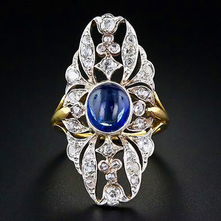 Châu Âu Mỹ ins Nhẫn Hình Học Sapphire Giả Phong Cách Mới Nữ