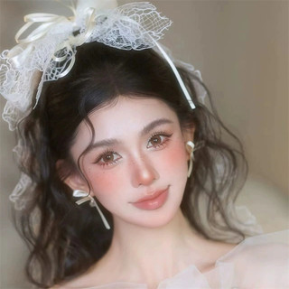 Bộ kẹp tóc nơ ren siêu cổ tích phong cách rừng cô dâu