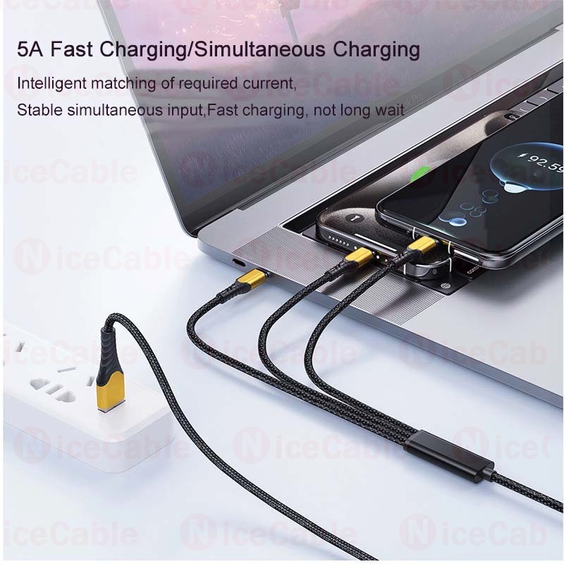 Cáp dữ liệu sạc nhanh 5A Dây sạc điện thoại USB / Type C sang Type C 100W Cáp bện cường độ cao cho ios15-17