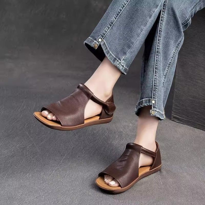 Giày Sandal Thời Trang Mỹ Mở Mũi Châu Âu Dép Size Lớn Mũi Tròn Giày Sandal Nữ Mùa Hè