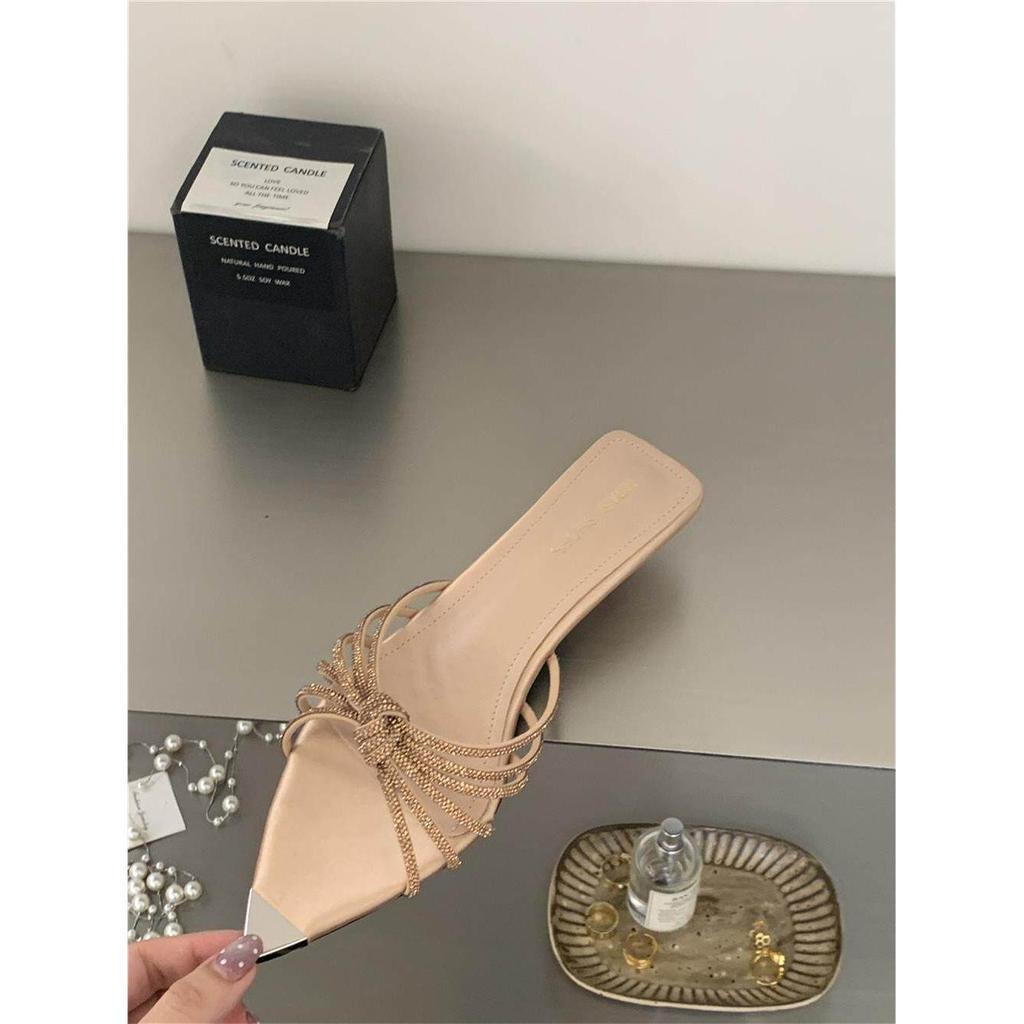 TT Gợi Cảm Flip-Flops Nữ Xuân Hè Stiletto Thấp Gót Nhọn Mũi Mở Kỳ Nghỉ Không Mệt Mỏi Chân Dép