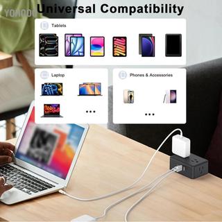 yohooo Oreilet Kẹp để bàn Dải nguồn Trạm sạc gắn trên máy tính để bàn với 4 ổ cắm Cổng USB (2 C) SurgeProtector NightstandEdge Dây nối dài 6,56ft cho văn phòng tại nhà (phích cắm US)