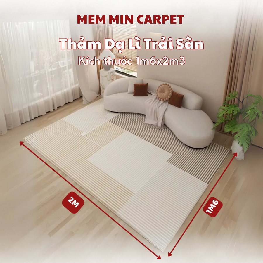 Thảm Nỉ Dạ Lì 1m6x2m3, 2mx3m Trải Sàn Phòng Khách, Thảm Cao Cấp Decor Phòng Siêu Đẹp - Memmincarpet - THB15