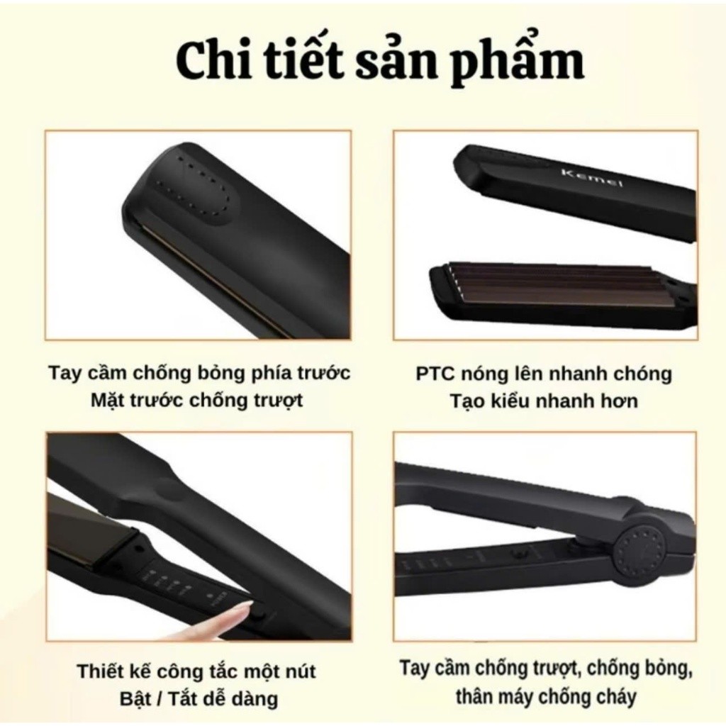 Máy Dập Xù Tóc KEMEI 332, Chức năng dập xù, bấm xù , bấm mè tạo kiểu tóc làm phồng chân tóc bản to