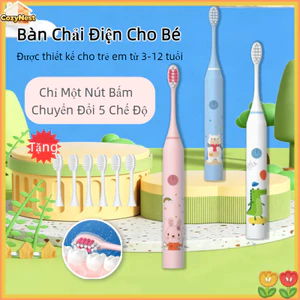 Bàn Chải Điện Cho Bé 5 Chế Độ - Tặng 6 Đầu Lông Mềm,Chống Nước IPX7, Pin Trâu, An Toàn Cho Răng Trẻ