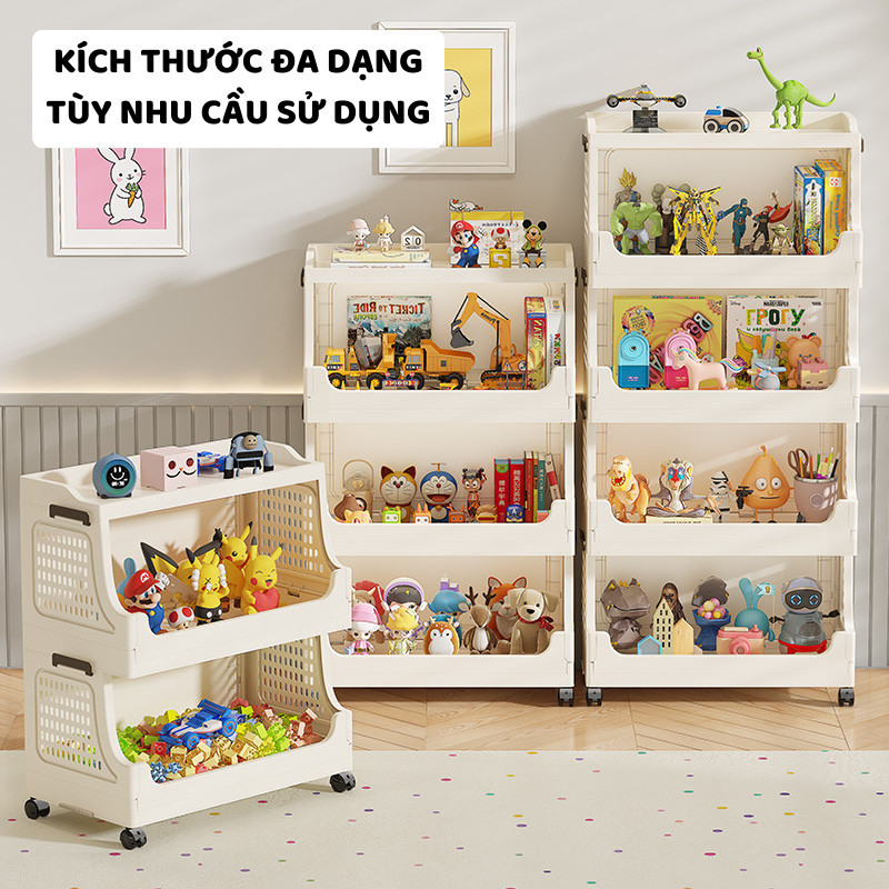 Kệ Đựng Đồ Chơi Gấp Gọn ENODA HOME, Tủ Kệ Đựng Đa Năng Cho Bé Chịu Lực Tốt Có Bánh Xe Di Chuyển Dễ Dàng TUN052