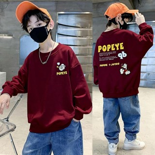 Áo sweatshirt dài tay, mỏng, đa năng, dáng rộng, cổ tròn, in một hoặc hai mặt, thời trang dành cho bé trai.